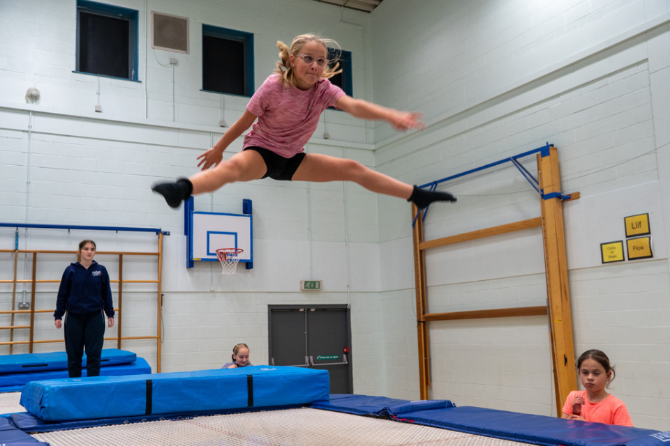Girl on trampoline