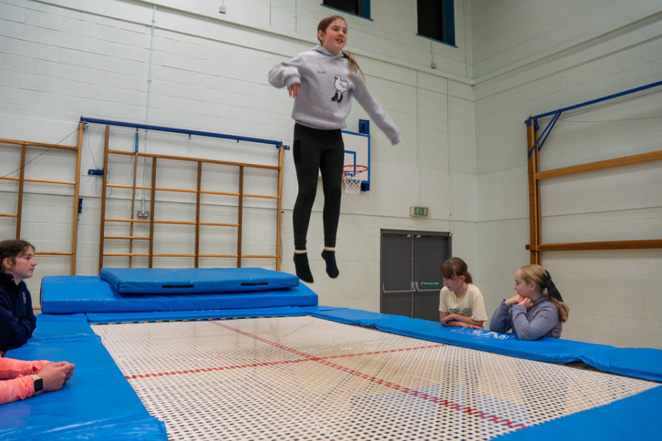 Girl on trampoline
