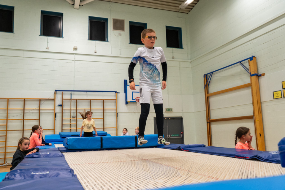 Boy on trampoline