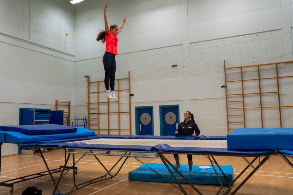 girl on trampoline