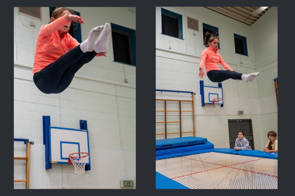 girl on trampoline