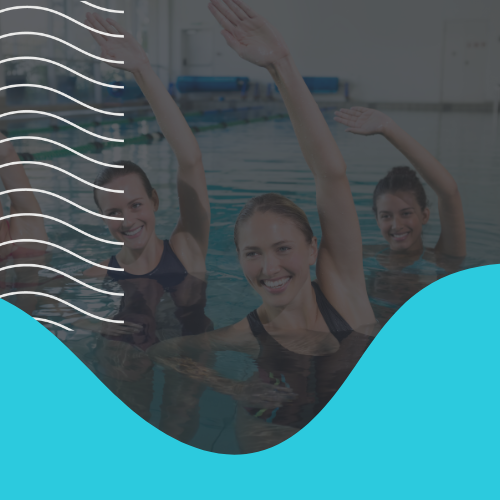 People in the pool doing aqua aerobics