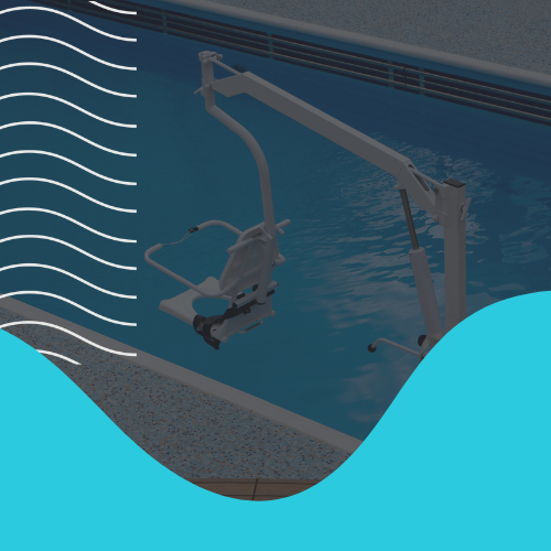 Image of a chair hoist over a swimming pool